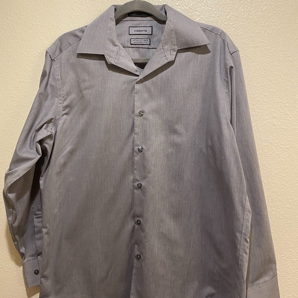 Gray Button-Down Dress Shirt
